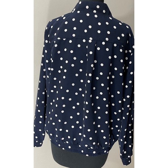 Susan Graver Women's M Navy Blue Polka Dot Bomber Jacket - Picture 3 of 8